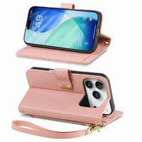 Buy PU Leather Wallet iPhone 17 Case with Card Slots, Wrist Strap, Stand, and Full Shockproof Protection, Willow at Caseles-iPhone 17 Pro Max, White