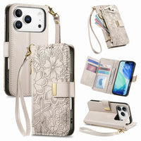 Buy PU Leather Wallet iPhone 17 Case with Card Slots, Wrist Strap, Stand, and Full Shockproof Protection, Willow at Caseles-iPhone 17 Pro Max, White