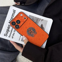Buy Chrome Hearts Bold Orange Leather Case with Metal Emblem Design - Wilson at Caseles-iPhone 17 Pro Max, A