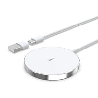 Buy Magnetic Wireless Qi Charger Fast Apple Mag-Safe Charger for iPhone Series And AirPods LED Magnet Charging Pad Mag Safe Charger with Dual Charging Ports - WIRELESS CHARGER PAD at Caseles-White, 