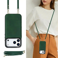 Buy Crossbody Wallet Case for iPhone, Magnetic Leather Flip Cover with Detachable Lanyard Strap, Card Holder & Kickstand, Shockproof Protection, Wyla at Caseles-iPhone 17 Pro Max, Black