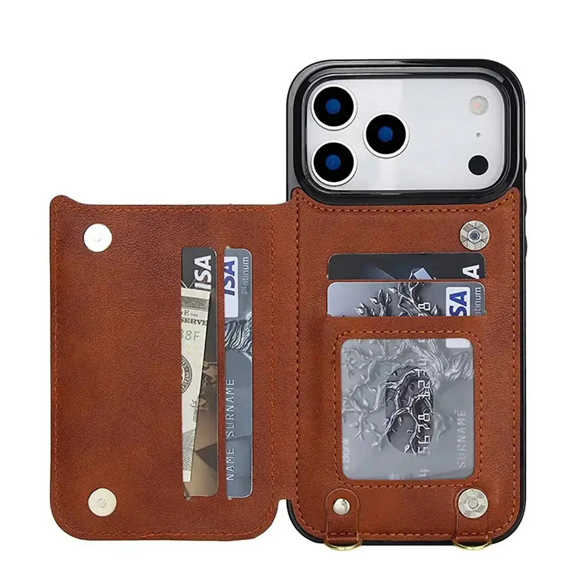 Buy Crossbody Wallet Case for iPhone, Magnetic Leather Flip Cover with Detachable Lanyard Strap, Card Holder & Kickstand, Shockproof Protection, Wyla at Caseles-iPhone 17 Pro Max, Black