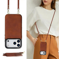 Buy Crossbody Wallet Case for iPhone, Magnetic Leather Flip Cover with Detachable Lanyard Strap, Card Holder & Kickstand, Shockproof Protection, Wyla at Caseles-iPhone 17 Pro Max, Black