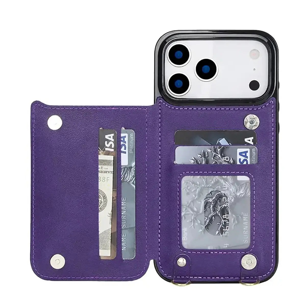 Buy Crossbody Wallet Case for iPhone, Magnetic Leather Flip Cover with Detachable Lanyard Strap, Card Holder & Kickstand, Shockproof Protection, Wyla at Caseles-iPhone 17 Pro Max, Black