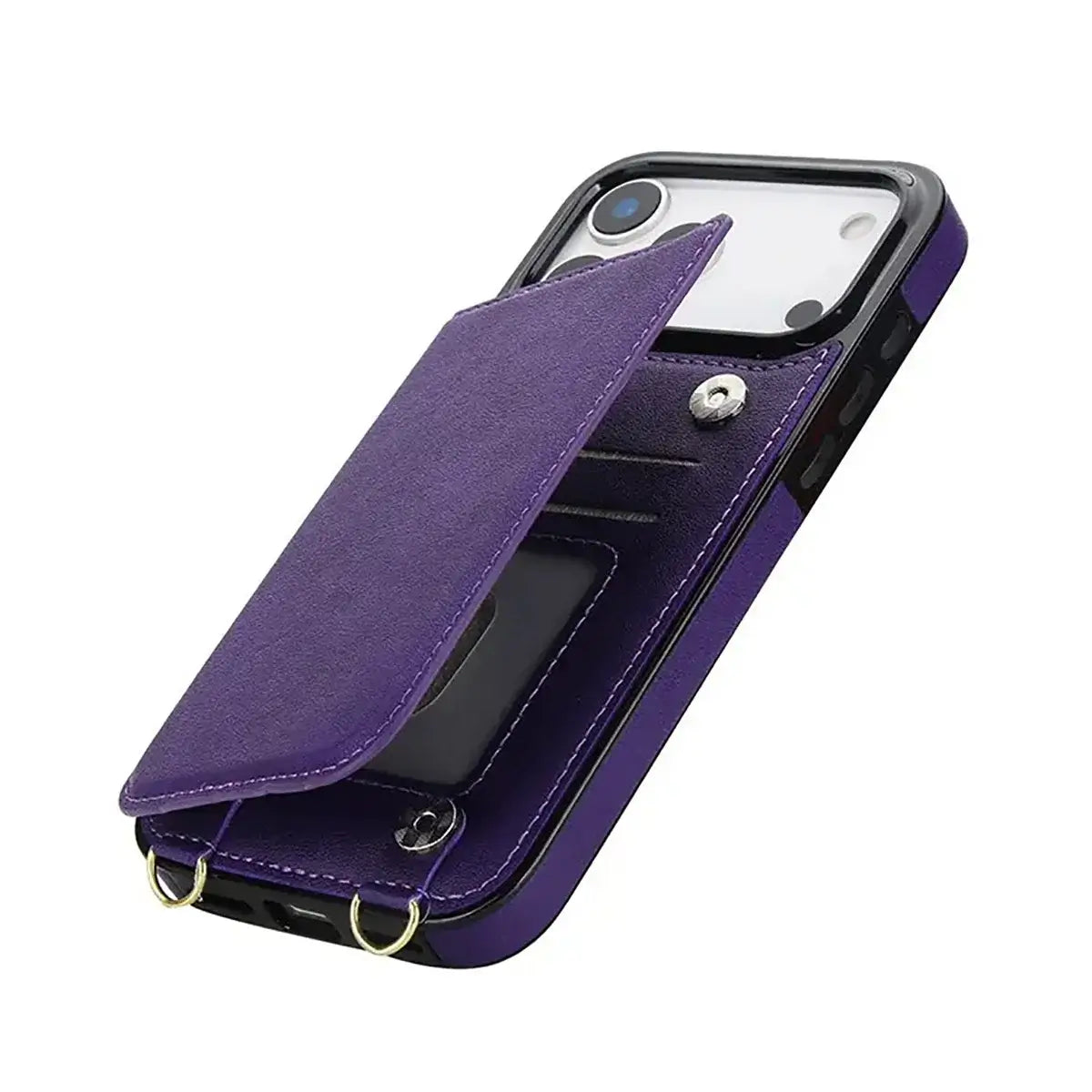 Buy Crossbody Wallet Case for iPhone, Magnetic Leather Flip Cover with Detachable Lanyard Strap, Card Holder & Kickstand, Shockproof Protection, Wyla at Caseles-iPhone 17 Pro Max, Black