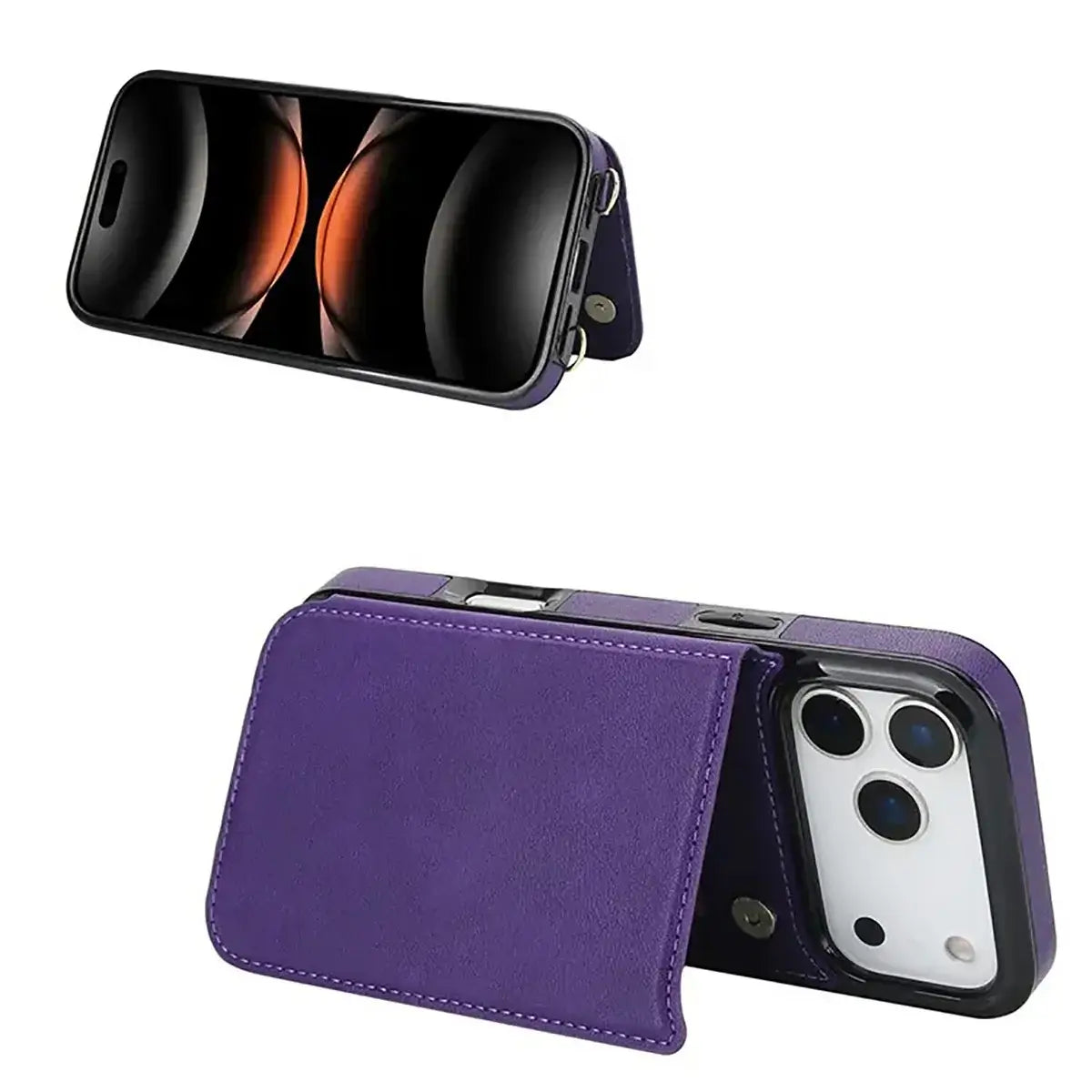 Buy Crossbody Wallet Case for iPhone, Magnetic Leather Flip Cover with Detachable Lanyard Strap, Card Holder & Kickstand, Shockproof Protection, Wyla at Caseles-iPhone 17 Pro Max, Black