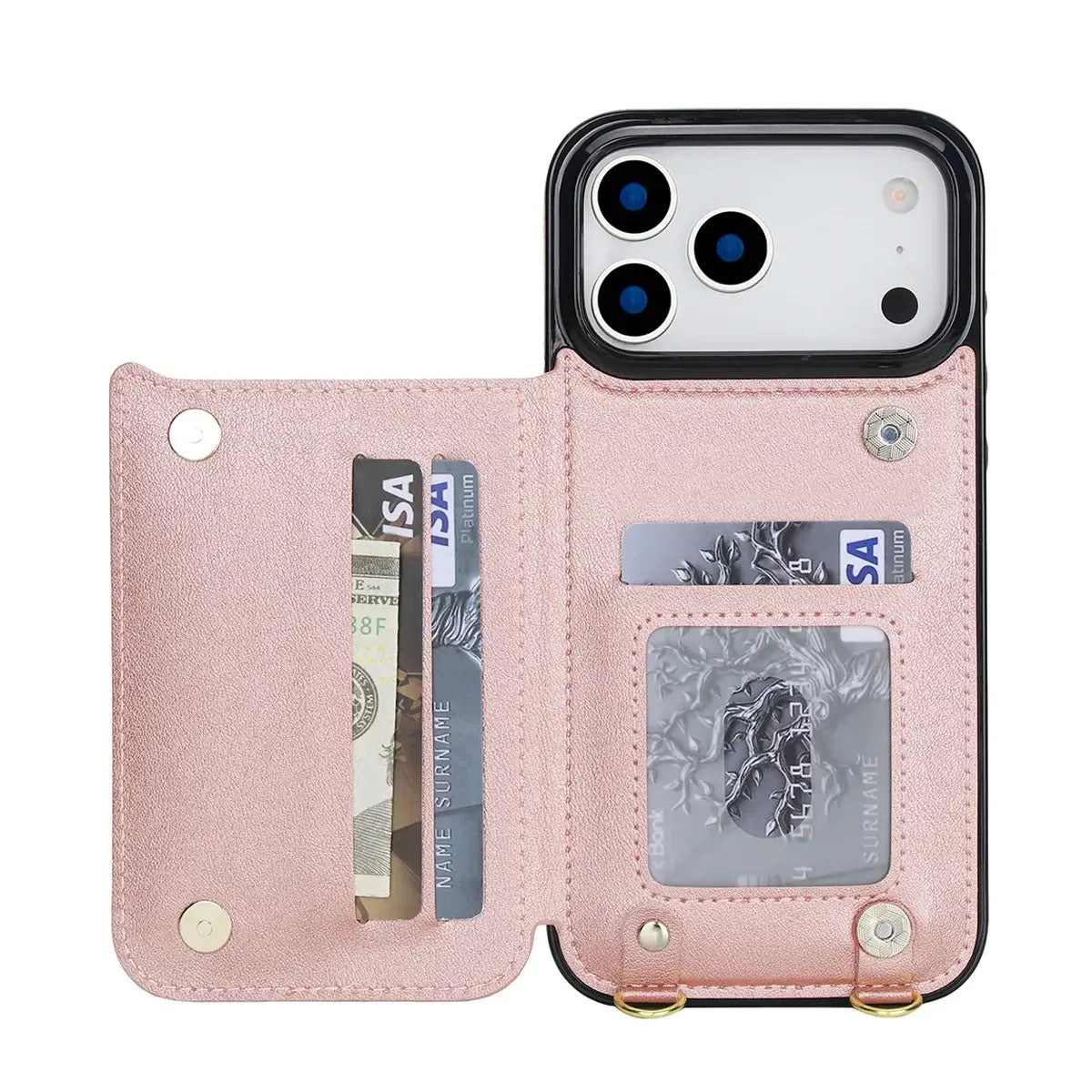 Buy Crossbody Wallet Case for iPhone, Magnetic Leather Flip Cover with Detachable Lanyard Strap, Card Holder & Kickstand, Shockproof Protection, Wyla at Caseles-iPhone 17 Pro Max, Black