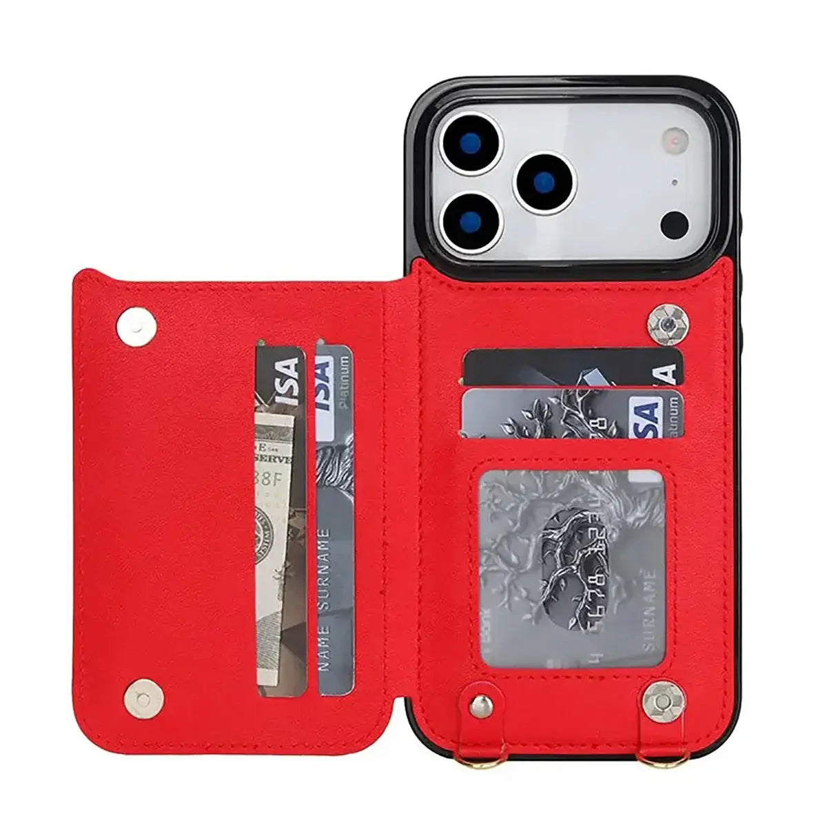 Buy Crossbody Wallet Case for iPhone, Magnetic Leather Flip Cover with Detachable Lanyard Strap, Card Holder & Kickstand, Shockproof Protection, Wyla at Caseles-iPhone 17 Pro Max, Black