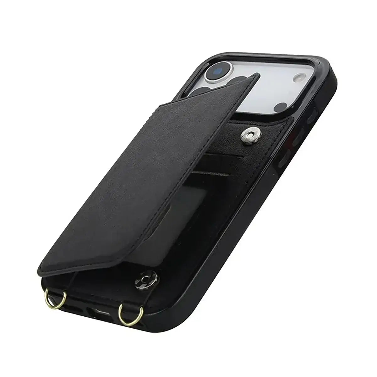 Buy Crossbody Wallet Case for iPhone, Magnetic Leather Flip Cover with Detachable Lanyard Strap, Card Holder & Kickstand, Shockproof Protection, Wyla at Caseles-iPhone 17 Pro Max, Black