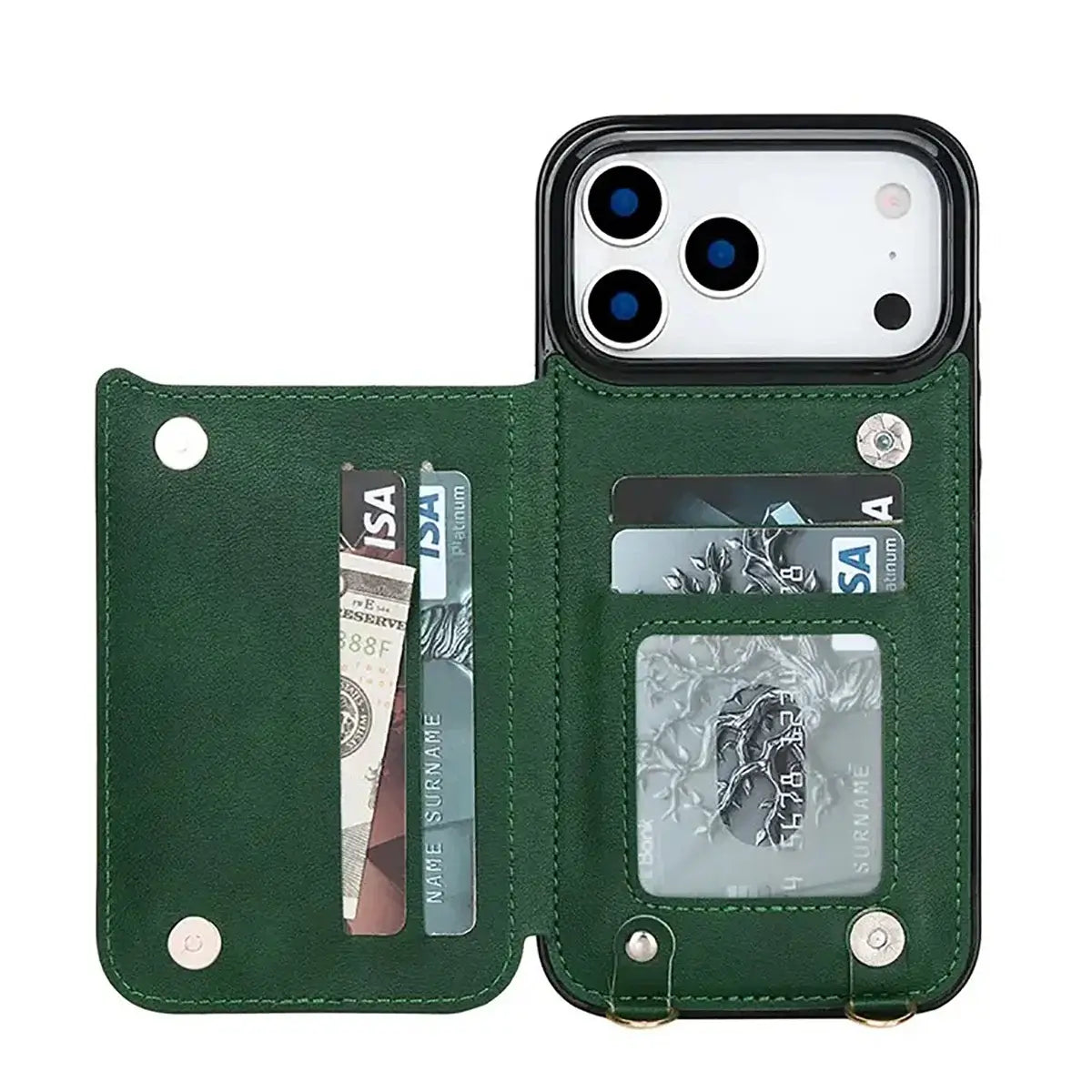 Buy Crossbody Wallet Case for iPhone, Magnetic Leather Flip Cover with Detachable Lanyard Strap, Card Holder & Kickstand, Shockproof Protection, Wyla at Caseles-iPhone 17 Pro Max, Black