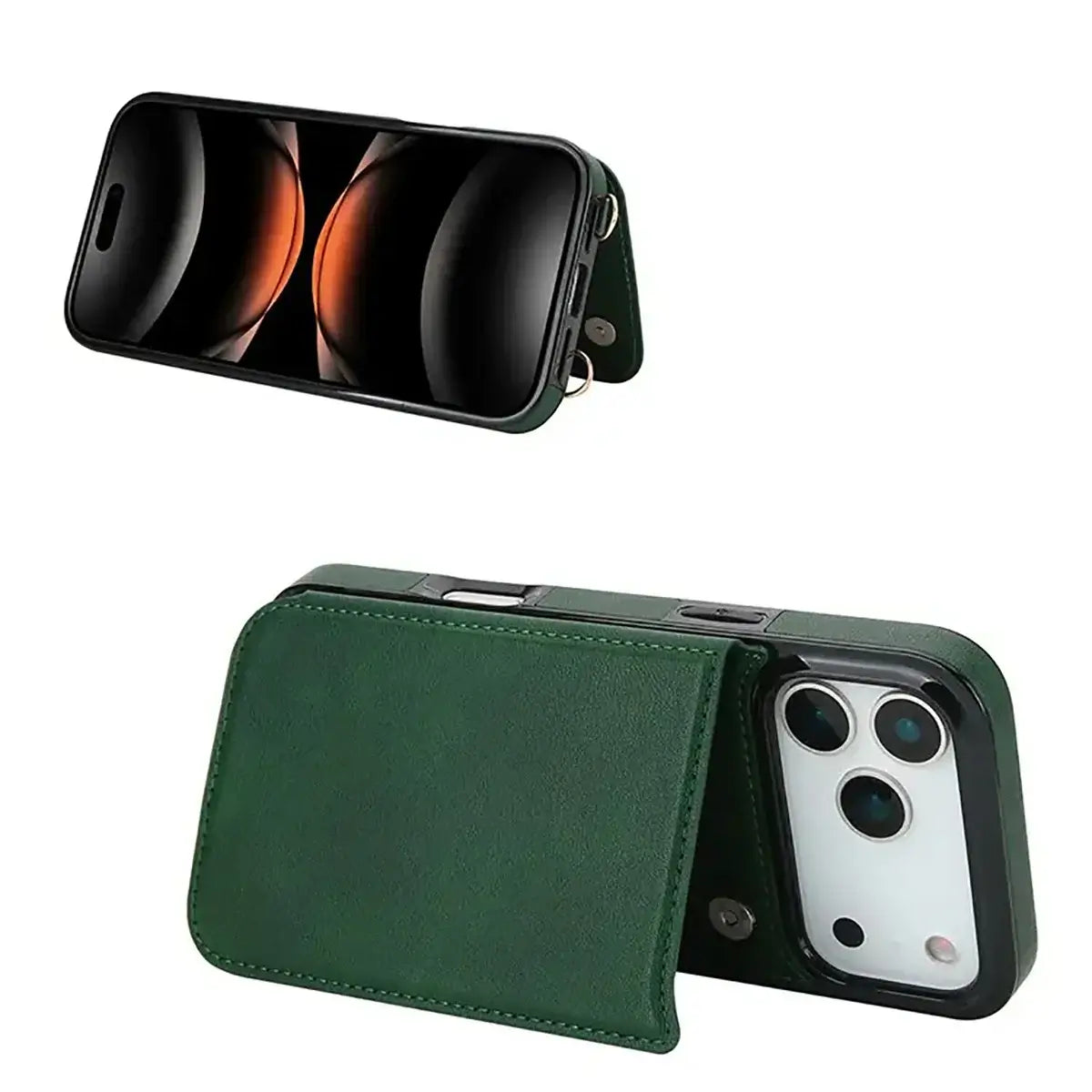 Buy Crossbody Wallet Case for iPhone, Magnetic Leather Flip Cover with Detachable Lanyard Strap, Card Holder & Kickstand, Shockproof Protection, Wyla at Caseles-iPhone 17 Pro Max, Black