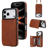 Buy Crossbody Wallet Case for iPhone, Magnetic Leather Flip Cover with Detachable Lanyard Strap, Card Holder & Kickstand, Shockproof Protection, Wyla at Caseles-iPhone 17 Pro Max, Brown