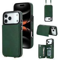 Buy Crossbody Wallet Case for iPhone, Magnetic Leather Flip Cover with Detachable Lanyard Strap, Card Holder & Kickstand, Shockproof Protection, Wyla at Caseles-iPhone 17 Pro Max, Green