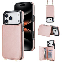 Buy Crossbody Wallet Case for iPhone, Magnetic Leather Flip Cover with Detachable Lanyard Strap, Card Holder & Kickstand, Shockproof Protection, Wyla at Caseles-iPhone 17 Pro Max, Pink