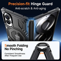 Buy Full-Body Carbon Fiber MagSafe Case with Built-In Inner Screen Frame, Wide-Format Kickstand & Hinge Guard - XANDER at Caseles-Samsung Galaxy Z Fold 8, Black