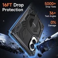 Buy Full-Body Carbon Fiber MagSafe Case with Built-In Inner Screen Frame, Wide-Format Kickstand & Hinge Guard - XANDER at Caseles-Samsung Galaxy Z Fold 8, Black