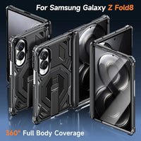 Buy Full-Body Carbon Fiber MagSafe Case with Built-In Inner Screen Frame, Wide-Format Kickstand & Hinge Guard - XANDER at Caseles-Samsung Galaxy Z Fold 8, Black