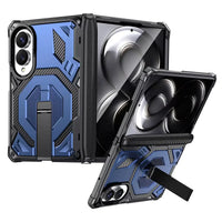Buy Full-Body Carbon Fiber MagSafe Case with Built-In Inner Screen Frame, Wide-Format Kickstand & Hinge Guard - XANDER at Caseles-Samsung Galaxy Z Fold 8, Blue