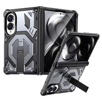 Buy Full-Body Carbon Fiber MagSafe Case with Built-In Inner Screen Frame, Wide-Format Kickstand & Hinge Guard - XANDER at Caseles-Samsung Galaxy Z Fold 8, Gray