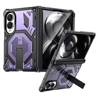 Buy Full-Body Carbon Fiber MagSafe Case with Built-In Inner Screen Frame, Wide-Format Kickstand & Hinge Guard - XANDER at Caseles-Samsung Galaxy Z Fold 8, Purple