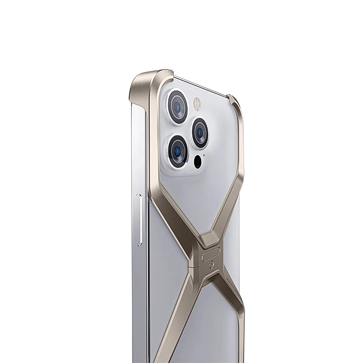 Buy Metal Frameless Phone Case, X Shaped Cool Design, Slim Aluminum Alloy Bumper, Shockproof - X at Caseles-iPhone 16 Pro Max, Grey