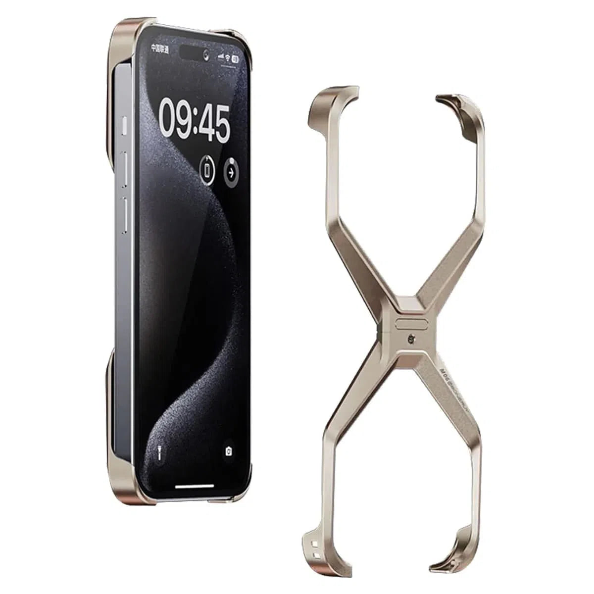Buy Metal Frameless Phone Case, X Shaped Cool Design, Slim Aluminum Alloy Bumper, Shockproof - X at Caseles-iPhone 16 Pro Max, Grey