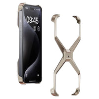 Buy Metal Frameless Phone Case, X Shaped Cool Design, Slim Aluminum Alloy Bumper, Shockproof - X at Caseles-iPhone 16 Pro Max, Grey