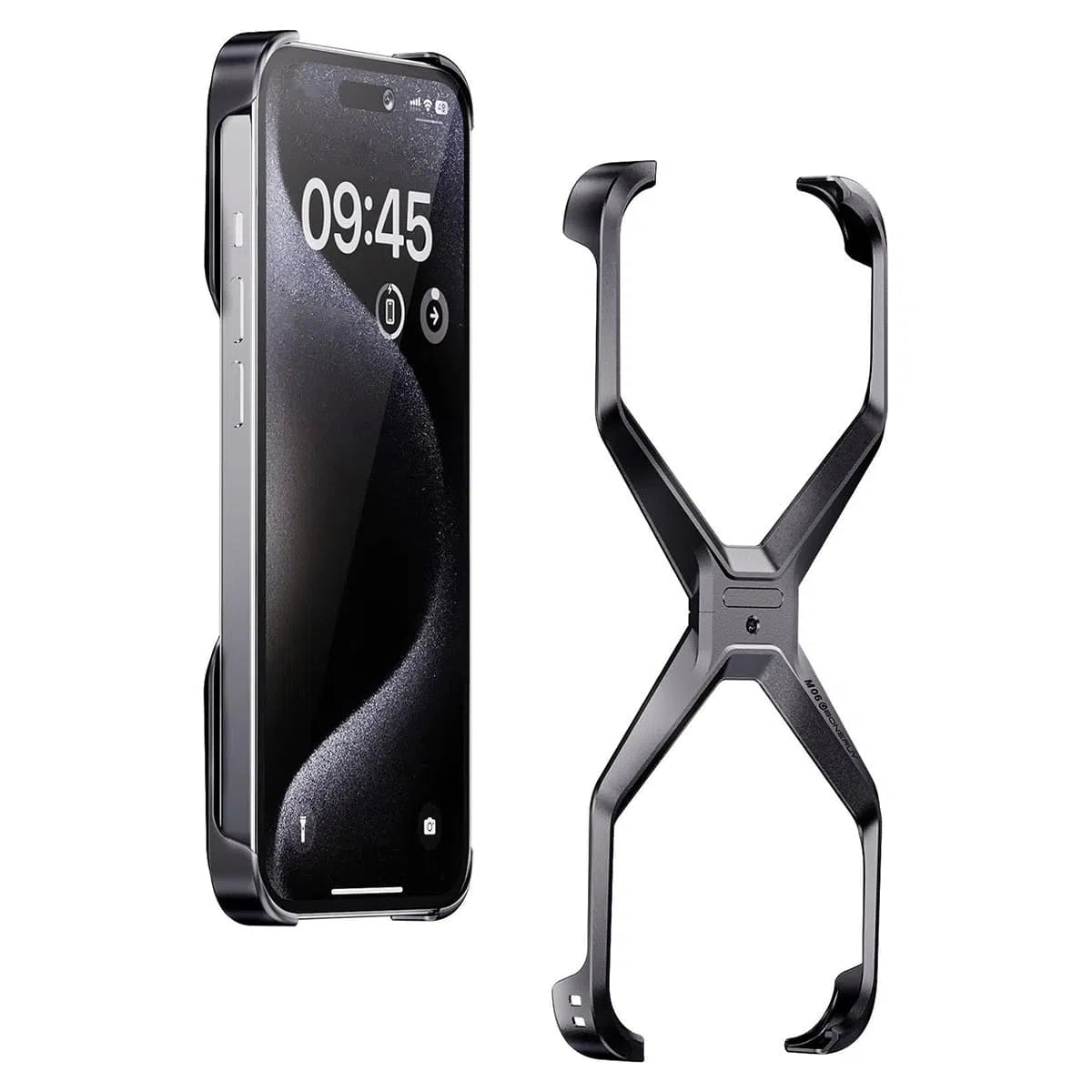 Buy Metal Frameless Phone Case, X Shaped Cool Design, Slim Aluminum Alloy Bumper, Shockproof - X at Caseles-iPhone 16 Pro Max, Grey