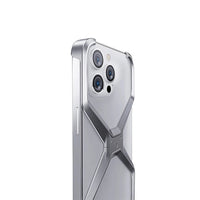 Buy Metal Frameless Phone Case, X Shaped Cool Design, Slim Aluminum Alloy Bumper, Shockproof - X at Caseles-iPhone 16 Pro Max, Grey