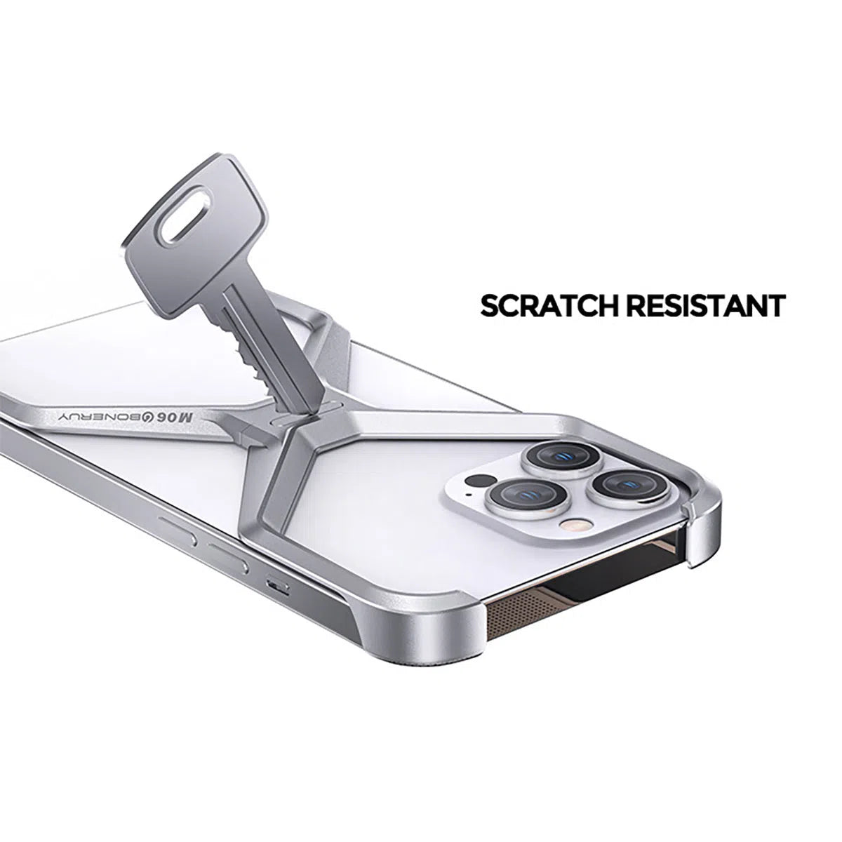 Buy Metal Frameless Phone Case, X Shaped Cool Design, Slim Aluminum Alloy Bumper, Shockproof - X at Caseles-iPhone 16 Pro Max, Grey