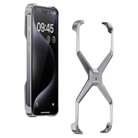 Buy Metal Frameless Phone Case, X Shaped Cool Design, Slim Aluminum Alloy Bumper, Shockproof - X at Caseles-iPhone 16 Pro Max, Grey