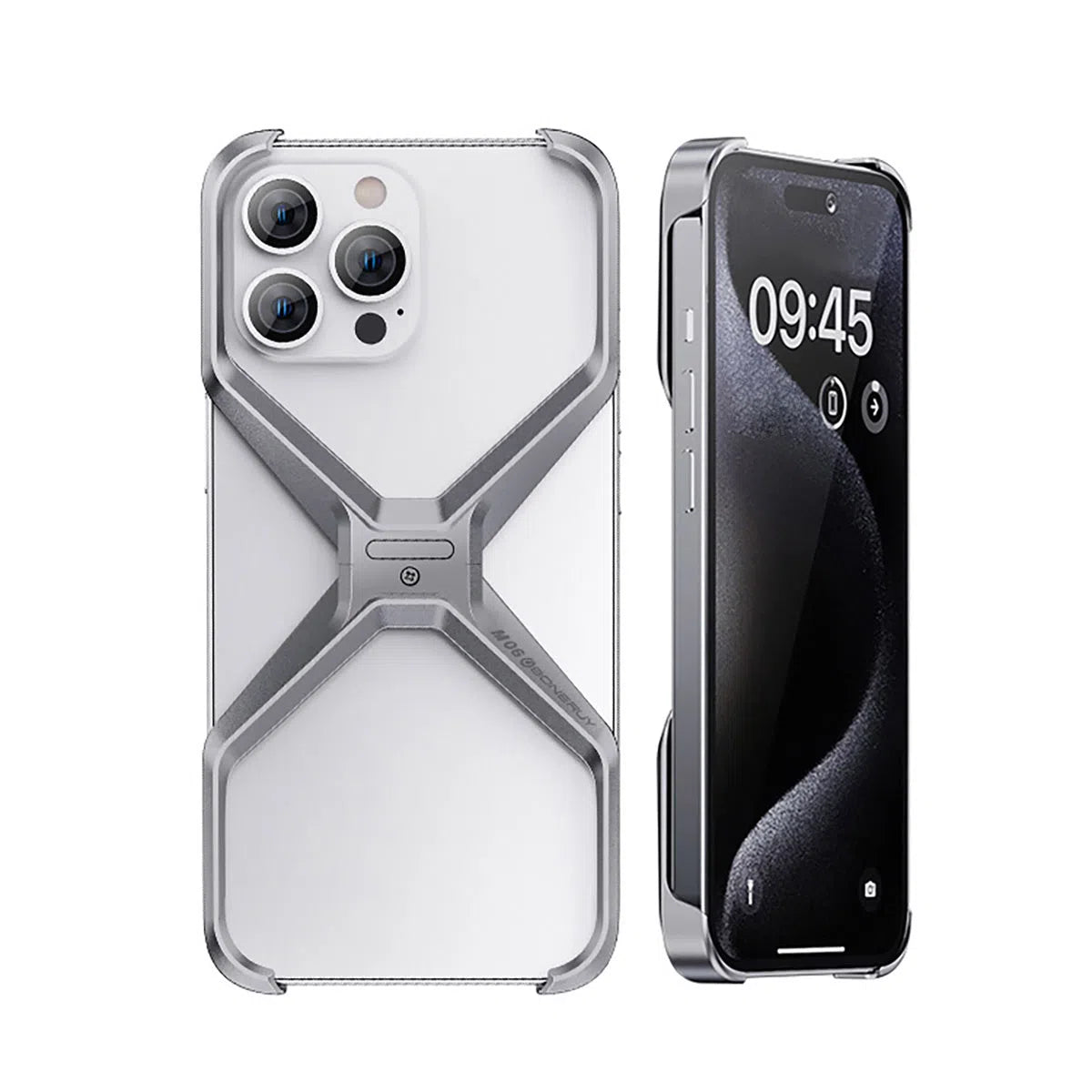 Buy Metal Frameless Phone Case, X Shaped Cool Design, Slim Aluminum Alloy Bumper, Shockproof - X at Caseles-iPhone 16 Pro Max, Silver