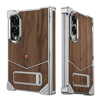 Buy Premium Walnut Wood Texture Case with Precision Metallic Frame, Drop-Resistant Bumper & Elevated Bezel Defense - Zane at Caseles-Samsung Galaxy Z Fold 8, Silver