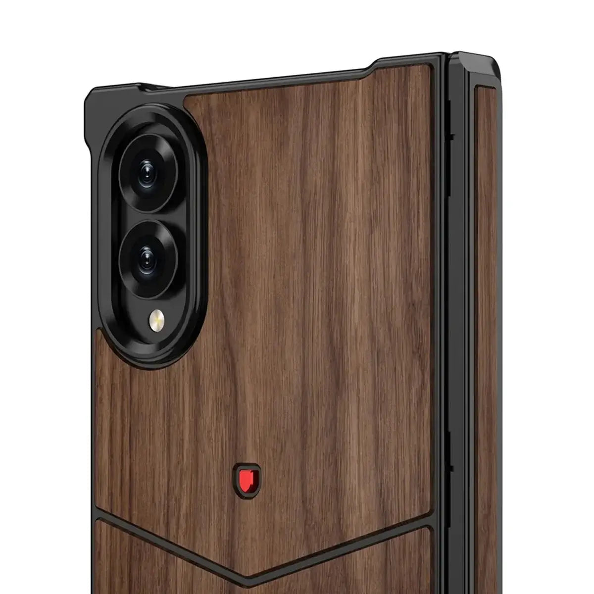Buy Premium Walnut Wood Texture Case with Precision Metallic Frame, Drop-Resistant Bumper & Elevated Bezel Defense - Zane at Caseles-Samsung Galaxy Z Fold 8 Ultra, Black