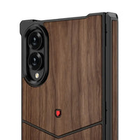 Buy Premium Walnut Wood Texture Case with Precision Metallic Frame, Drop-Resistant Bumper & Elevated Bezel Defense - Zane at Caseles-Samsung Galaxy Z Fold 8 Ultra, Black