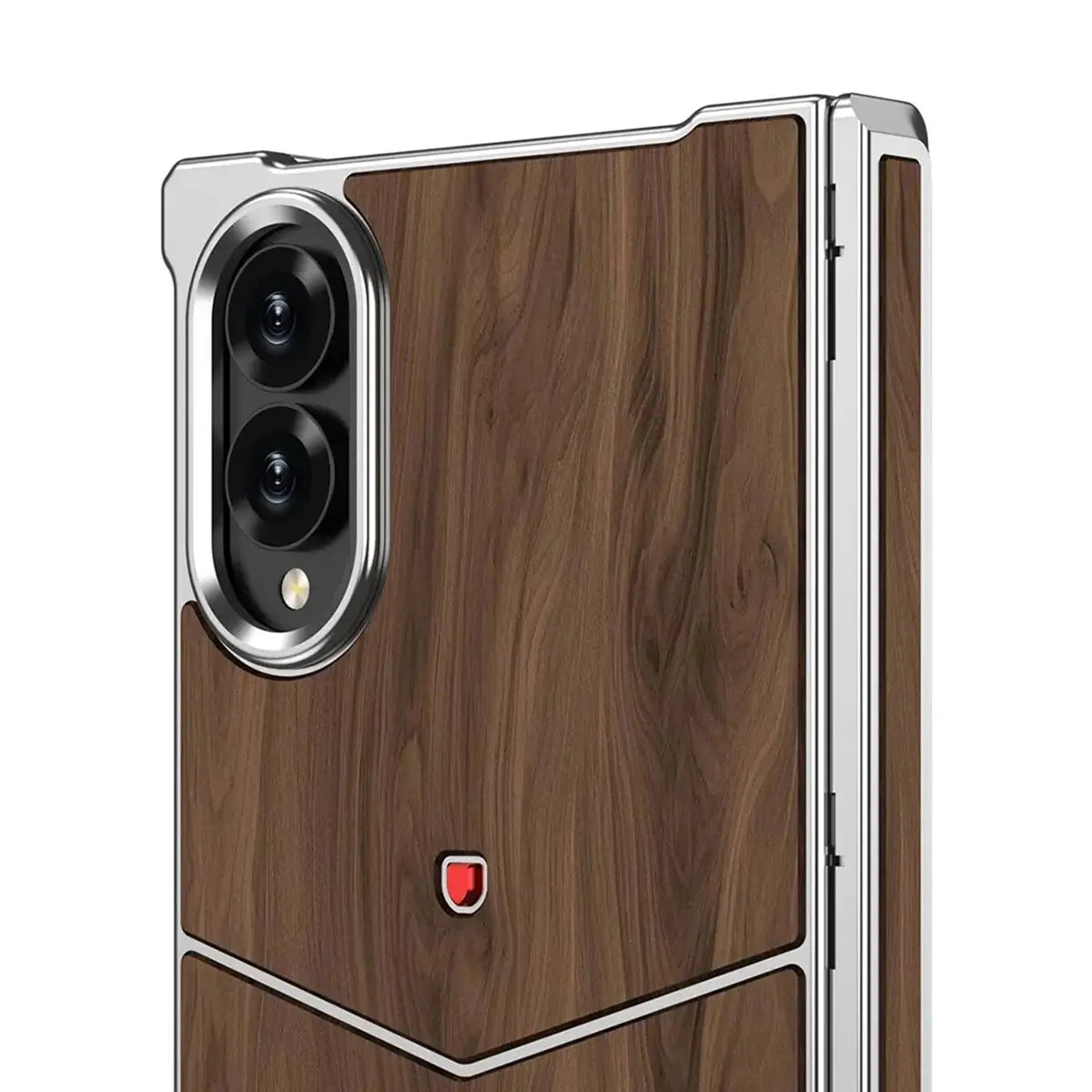 Buy Premium Walnut Wood Texture Case with Precision Metallic Frame, Drop-Resistant Bumper & Elevated Bezel Defense - Zane at Caseles-Samsung Galaxy Z Fold 8 Ultra, Black