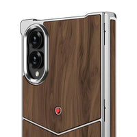 Buy Premium Walnut Wood Texture Case with Precision Metallic Frame, Drop-Resistant Bumper & Elevated Bezel Defense - Zane at Caseles-Samsung Galaxy Z Fold 8 Ultra, Black