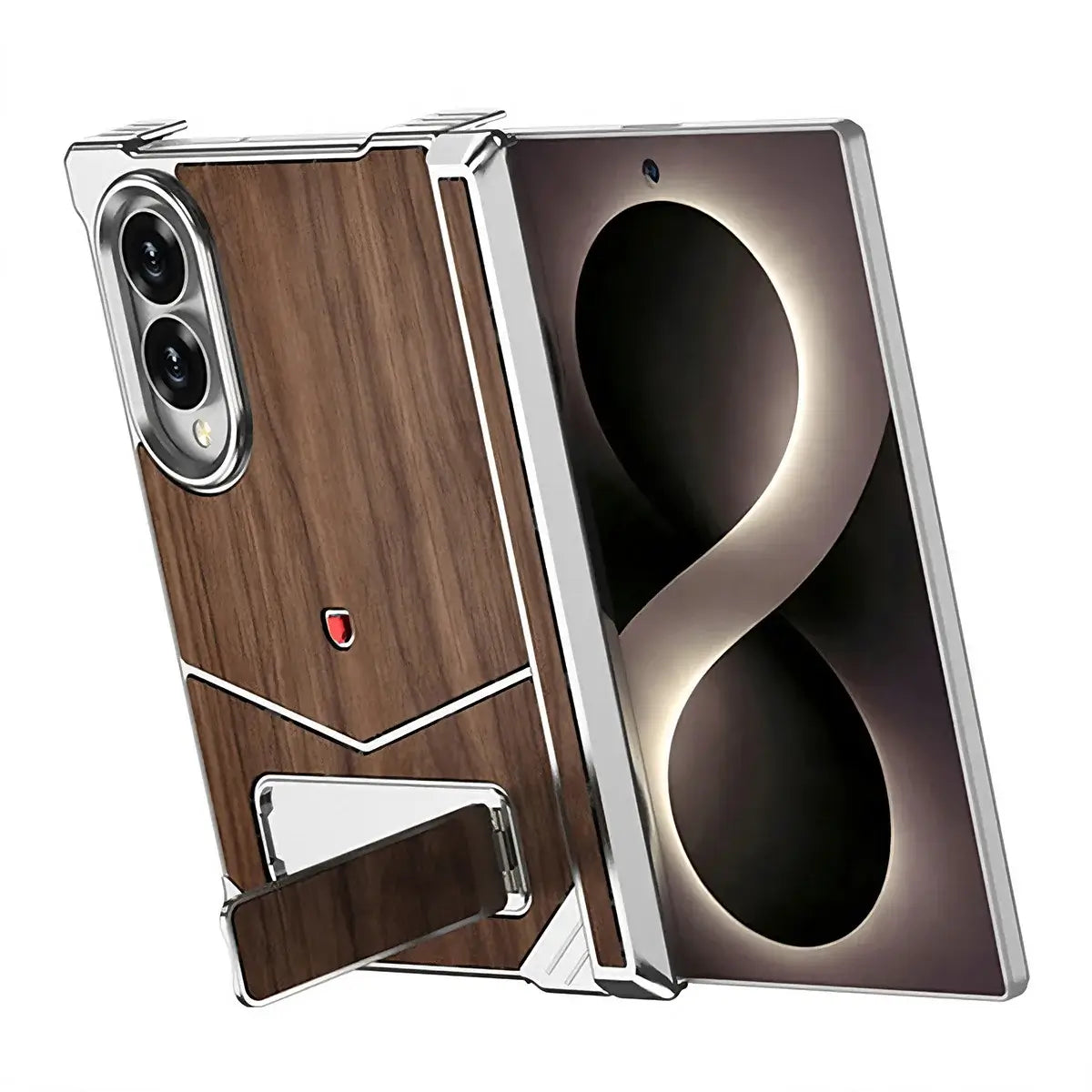 Buy Premium Walnut Wood Texture Case with Precision Metallic Frame, Drop-Resistant Bumper & Elevated Bezel Defense - Zane at Caseles-Samsung Galaxy Z Fold 8 Ultra, Black