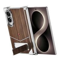 Buy Premium Walnut Wood Texture Case with Precision Metallic Frame, Drop-Resistant Bumper & Elevated Bezel Defense - Zane at Caseles-Samsung Galaxy Z Fold 8 Ultra, Black