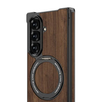 Buy Premium Walnut Wood Texture Case with Precision Metallic Frame, Drop-Resistant Bumper & Elevated Bezel Defense - Zane at Caseles-Samsung Galaxy Z Fold 8 Ultra, Black