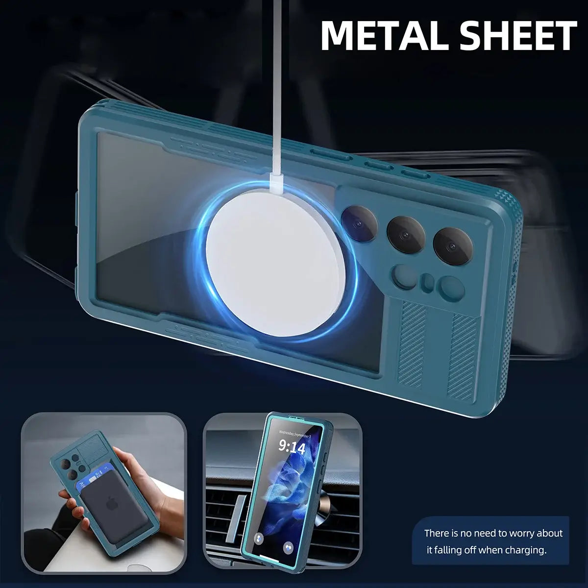 Buy IP68 Waterproof Phone Case, Compatible with Magsafe, Built in Screen Protector, 14FT Shockproof, Rugged Metal Full Body Aluminum Cover - Zayden at Caseles-Samsung Galaxy S26 Ultra, Black