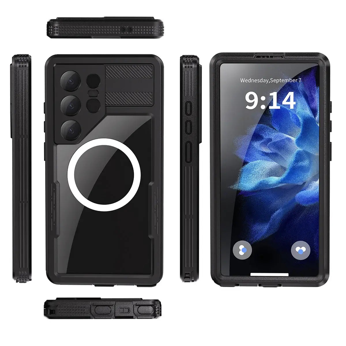 Buy IP68 Waterproof Phone Case, Compatible with Magsafe, Built in Screen Protector, 14FT Shockproof, Rugged Metal Full Body Aluminum Cover - Zayden at Caseles-Samsung Galaxy S26 Ultra, Black