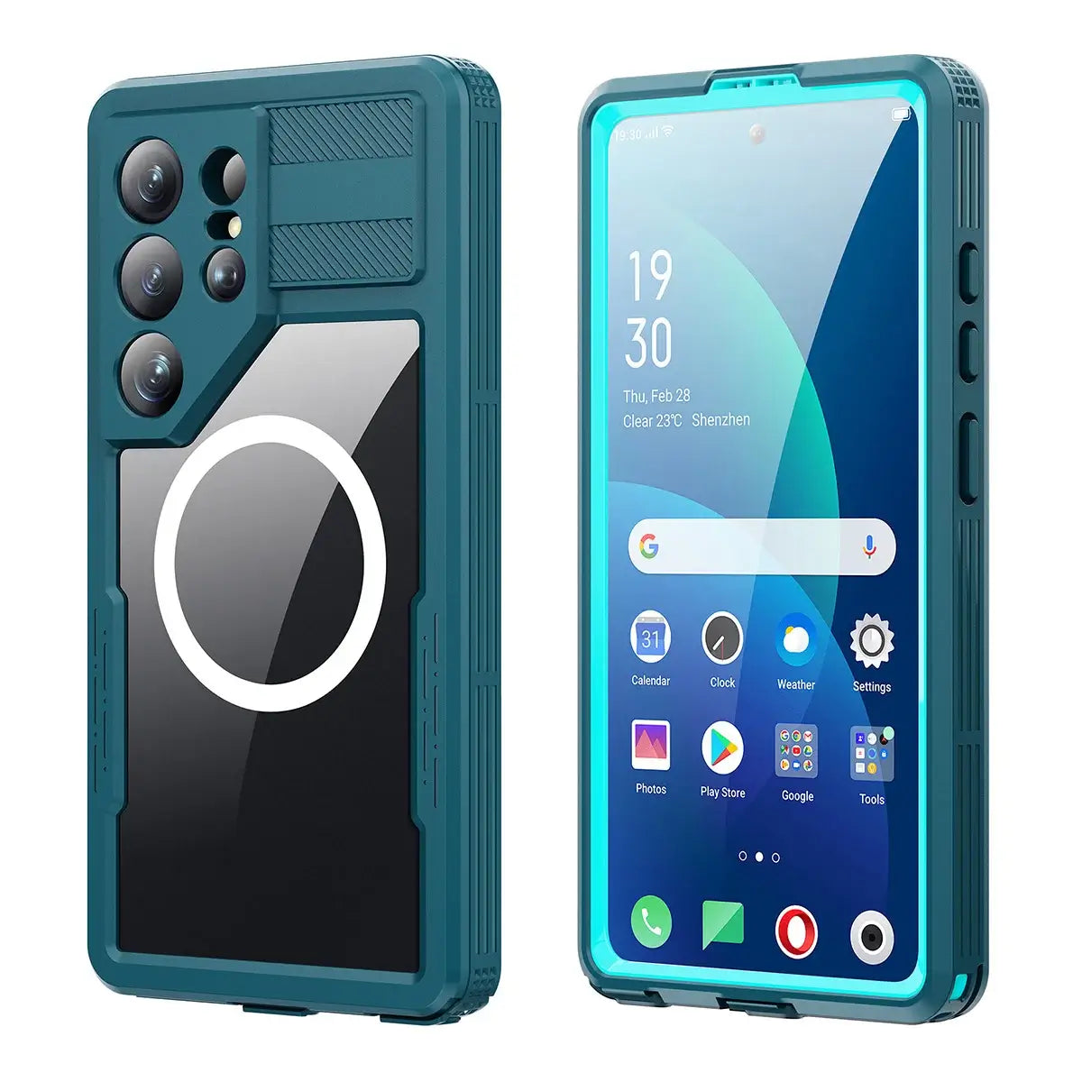 Buy IP68 Waterproof Phone Case, Compatible with Magsafe, Built in Screen Protector, 14FT Shockproof, Rugged Metal Full Body Aluminum Cover - Zayden at Caseles-Samsung Galaxy S26 Ultra, Blue