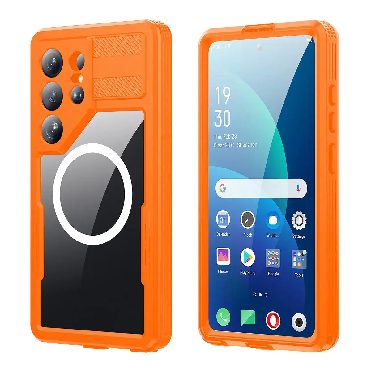 Buy IP68 Waterproof Phone Case, Compatible with Magsafe, Built in Screen Protector, 14FT Shockproof, Rugged Metal Full Body Aluminum Cover - Zayden at Caseles-Samsung Galaxy S26 Ultra, Orange