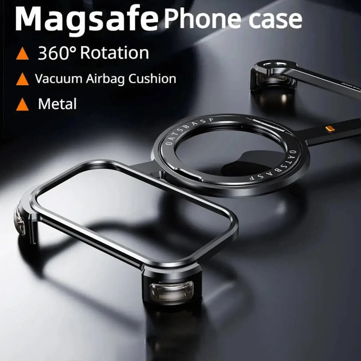 Buy Aluminum Metal Frameless Design Bumper Phone Case for iPhone with Rotatable Ring Holder Magnetic Kickstand Cover - ZEE at Caseles-iPhone 16 Pro Max, Grey