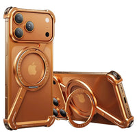 Buy Aluminum Metal Frameless Design Bumper Phone Case for iPhone with Rotatable Ring Holder Magnetic Kickstand Cover - ZEE at Caseles-iPhone 17 Pro Max, Orange